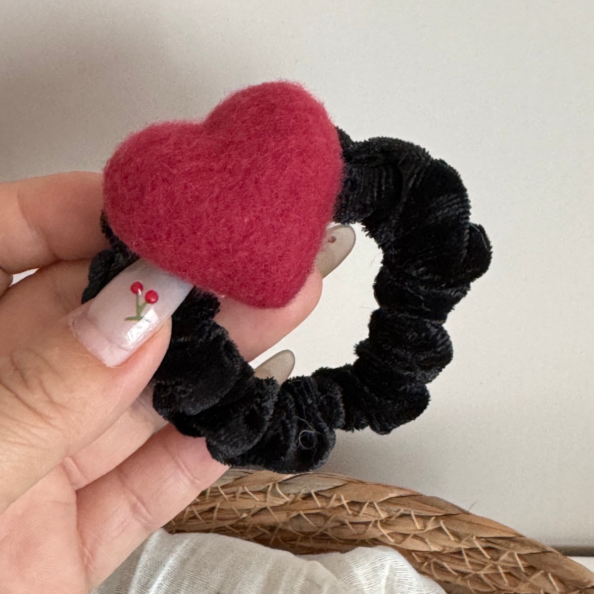 Women's Winter Essential Wool Felt Headband Black Heart Shape