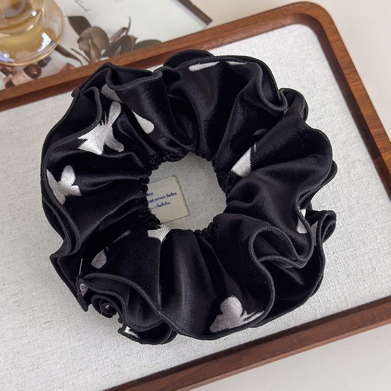 Women's Velvet Oversized Ponytail Scrunchie Floral Butterfly Print