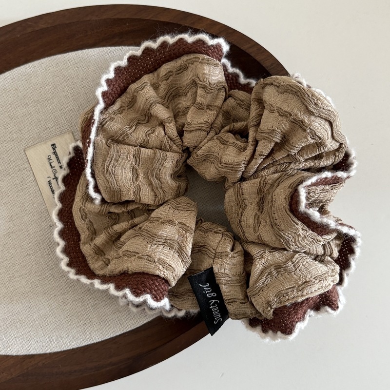 Women's Winter Cloth Ponytail Hairband Color Block Striped Lace