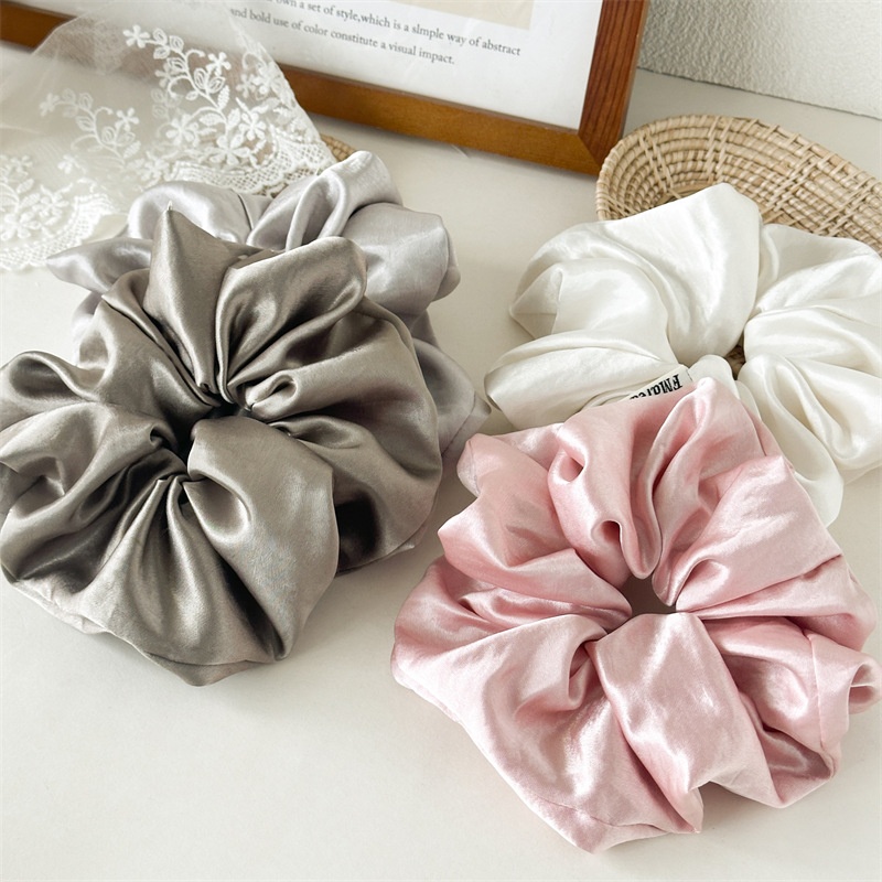 Women's Large Satin Elastic French Hair Tie Simple Solid Colors