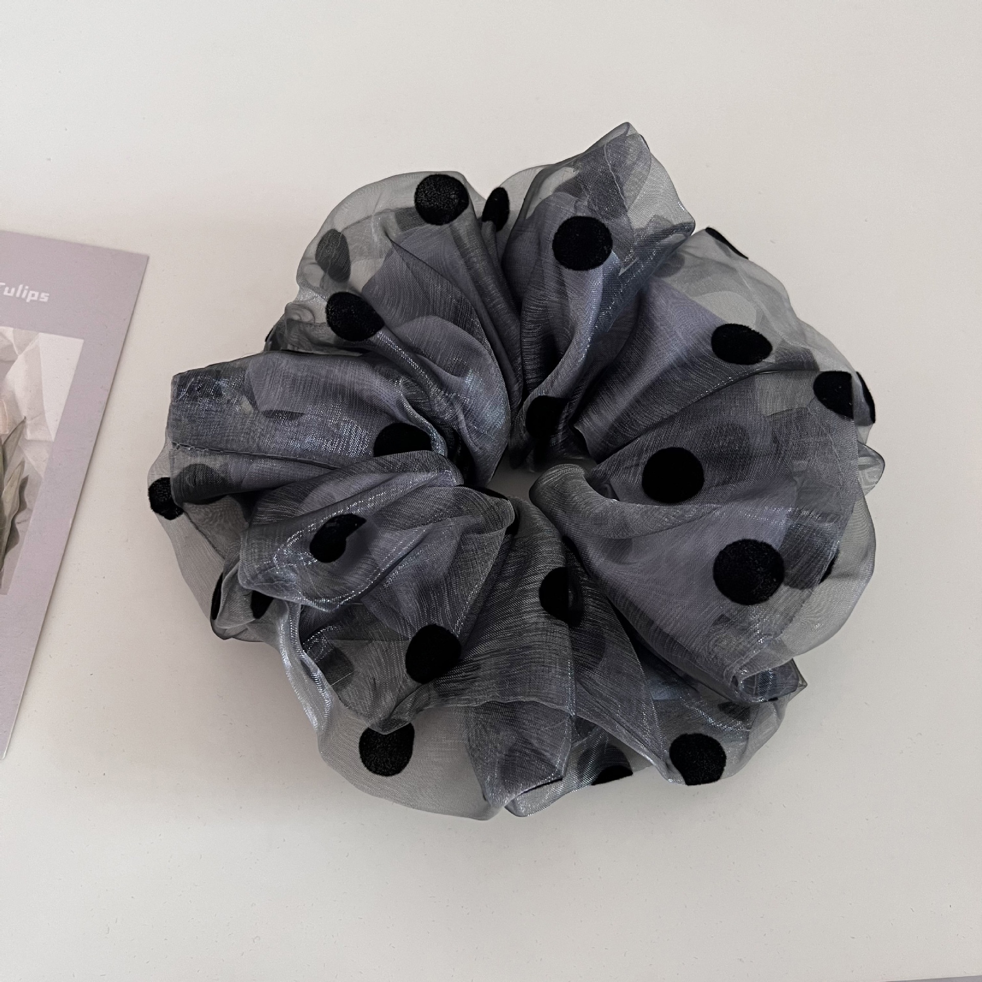 Women's Double Layered Polka Dot Mesh Hair Ties Versatile Gauze Elastic Bands