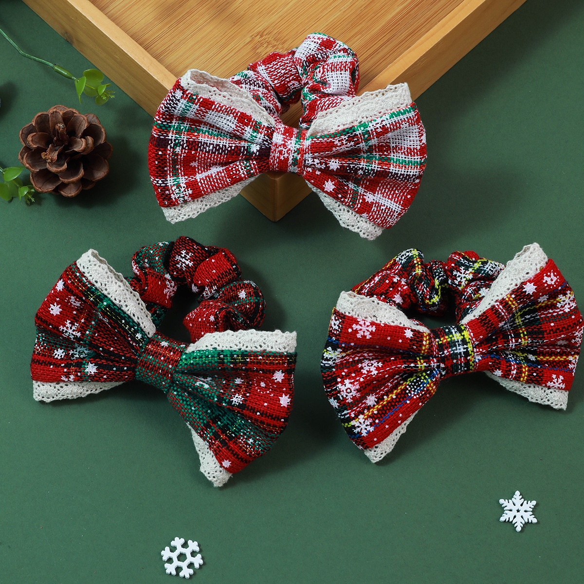 Women's Outdoor Fabric Bowtie Hair Ties Cute Floral Fruit Print