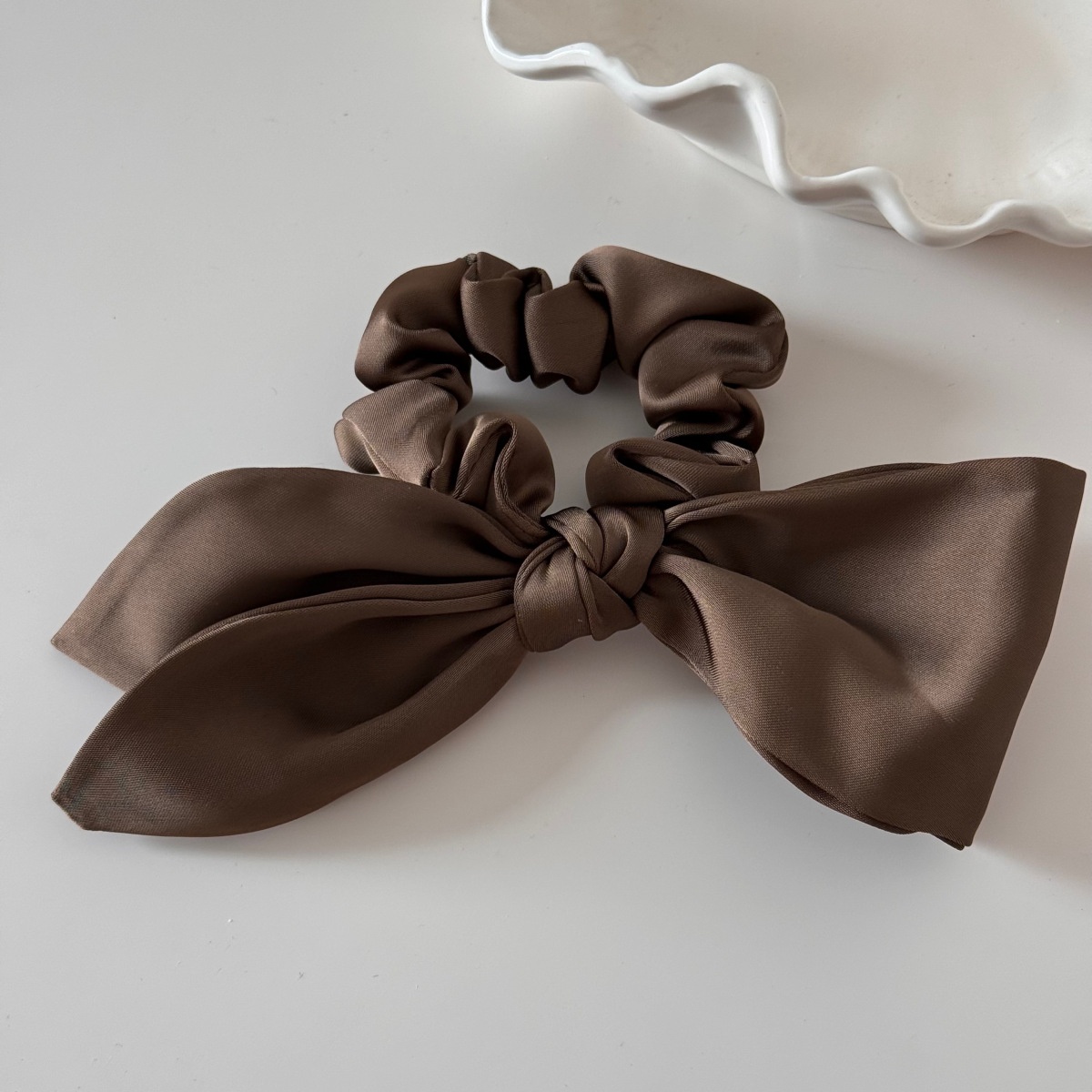 Women's French Satin Butterfly Knot Hair Ties Daily Wear Solid Color