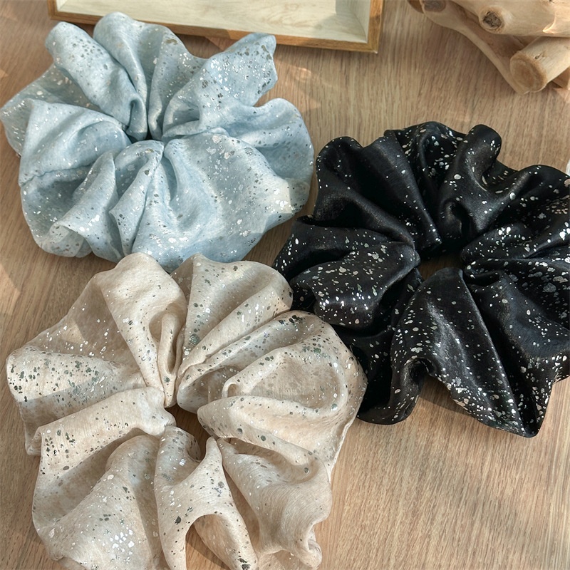 Women's Shiny Elastic Fabric Headband Hair Tie Solid Blue Champagne Black