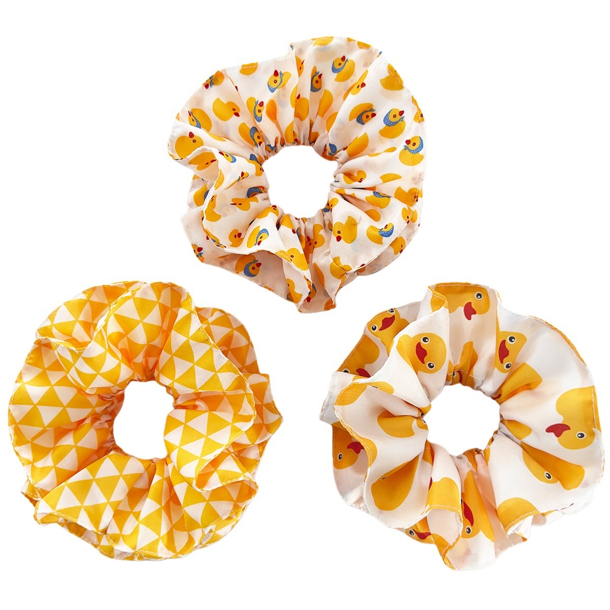 Women's Pleated Cloth Hairband Yellow Cartoon Duck Triangle Pattern