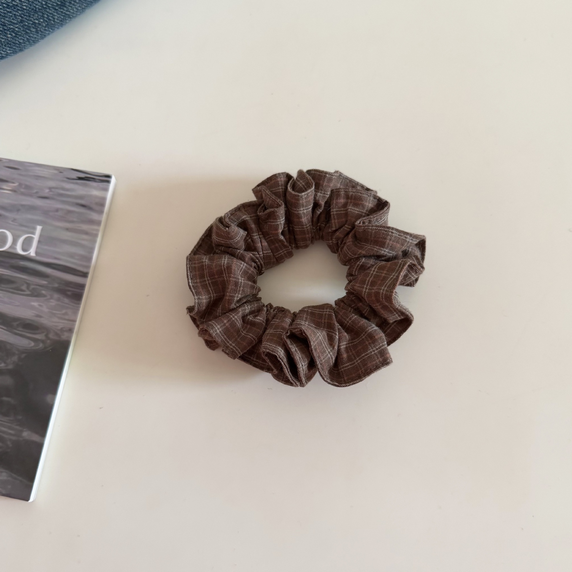 Women's Daily Commute Cloth Hair Scrunchies Coffee Checkered Plaid