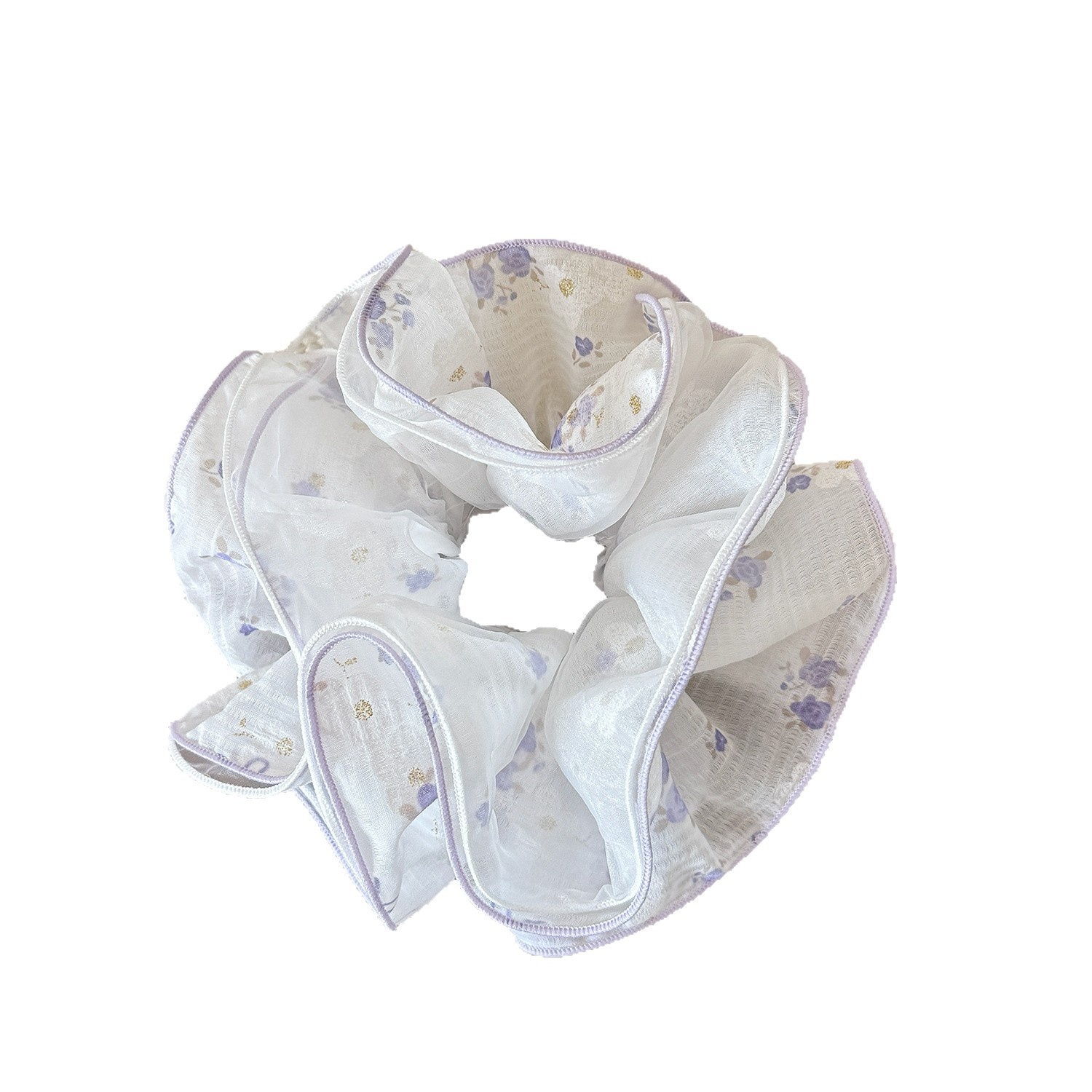 Women's Sweet Summer Vacation Soft Gauze Hair Tie Blue Purple Floral