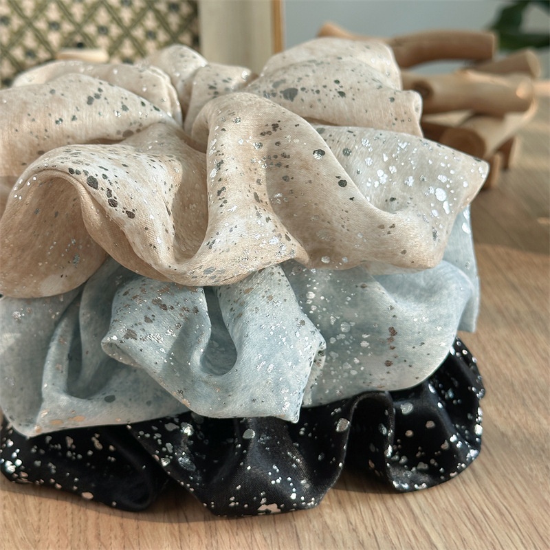 Women's Shiny Elastic Fabric Headband Hair Tie Solid Blue Champagne Black