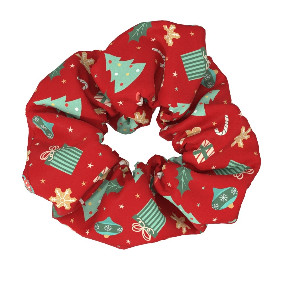 Women's Large Bow Hair Ties Festive Christmas Tree Pattern Cloth Headwear