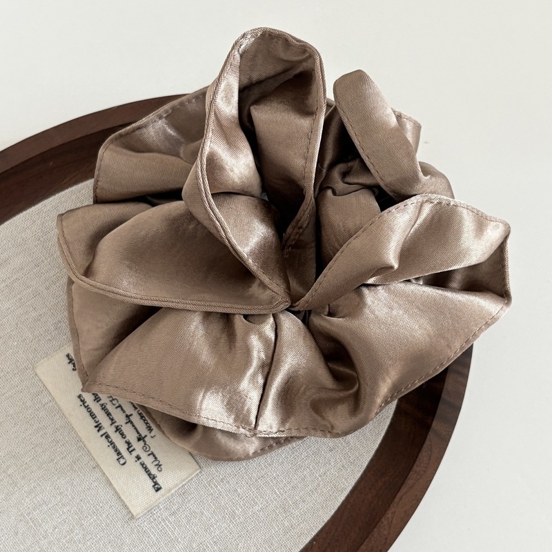 Women's Elegant Double Layer Satin Low Ponytail Hair Tie Solid Color