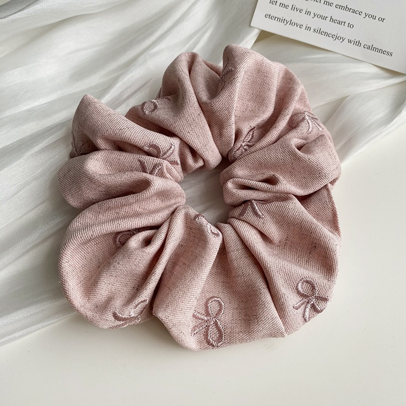 Women's Elegant Cloth Outdoor Hair Tie Pink Black Butterfly Bowtie