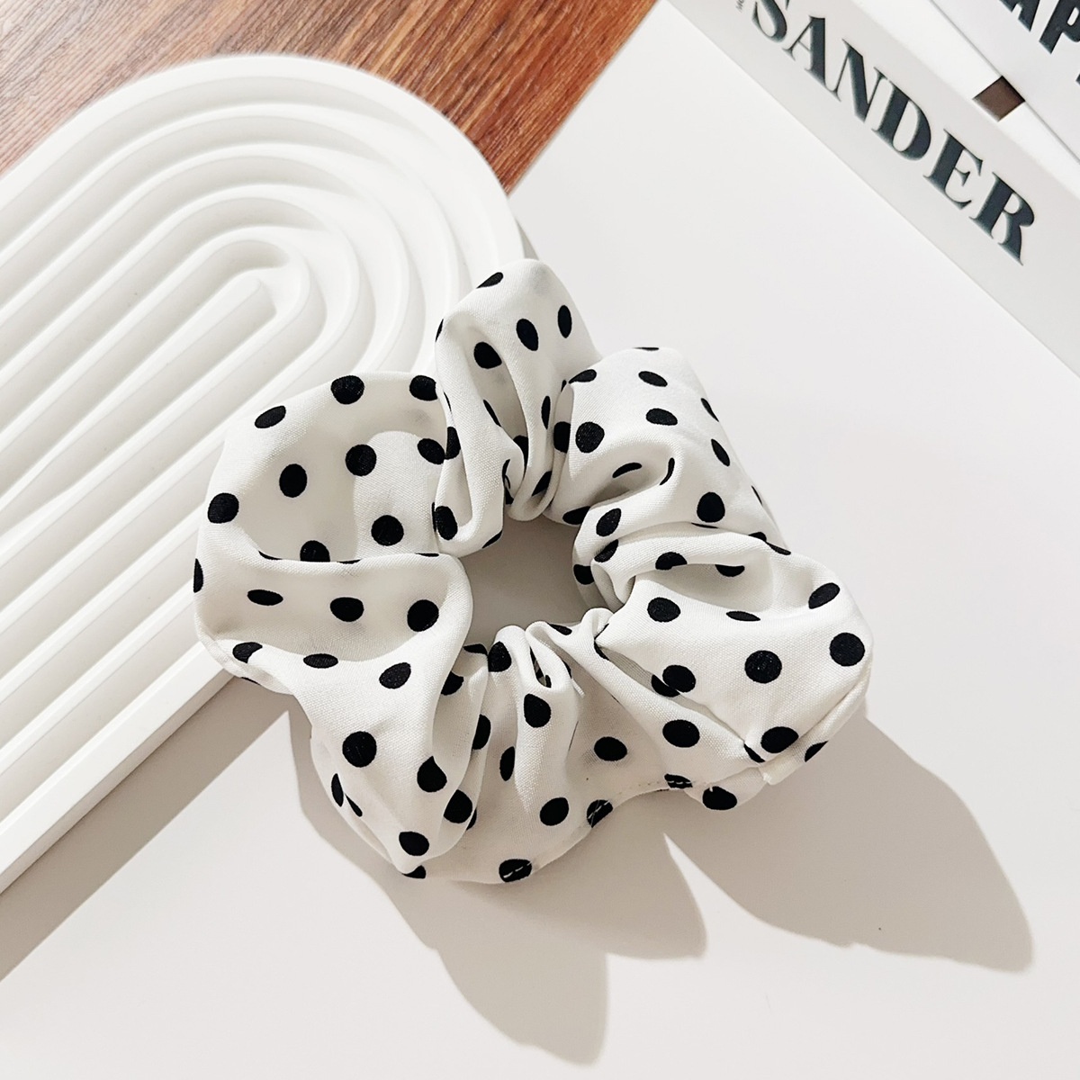 Women Large Fabric Hair Scrunchies High Elasticity Retro Polka Dot