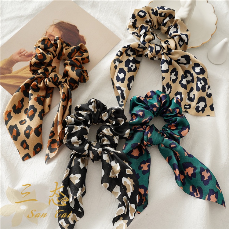 Women's Summer Daily Cloth Bunny Ears Knot Hair Tie Leopard Print