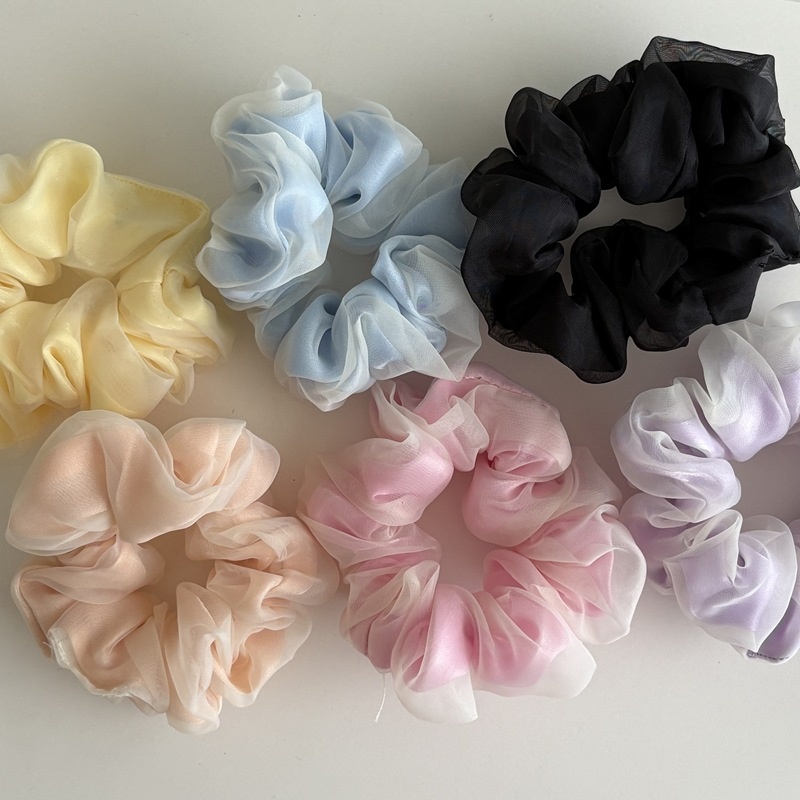 Women's Elegant Double Layer Mesh Hair Tie Gentle Gauze Ponytail for Thin Hair