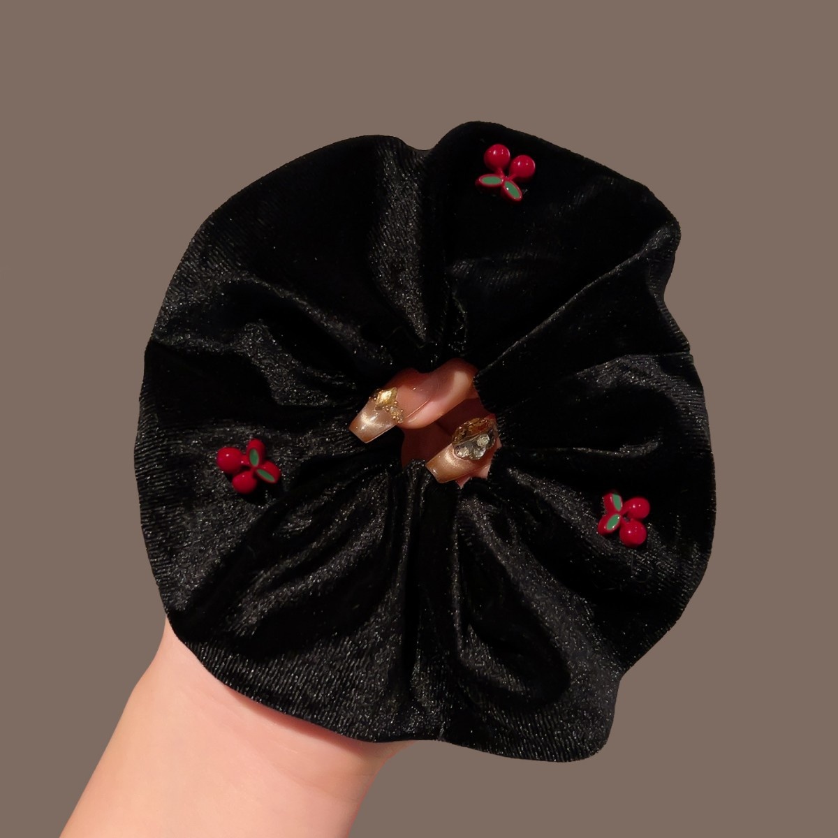 Red Cherry Retro Black Velvet Headband Women's Hair Accessories Headwear All Seasons Bow