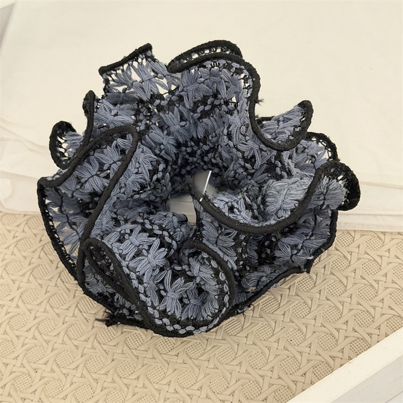 Women's Hollow Woven Flower Bud Cloth Scrunchie Hair Tie Spotted