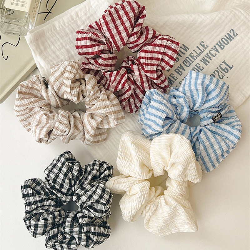 Women Versatile Sweet Fabric Scrunchie Hair Tie Ditsy Floral Plaid
