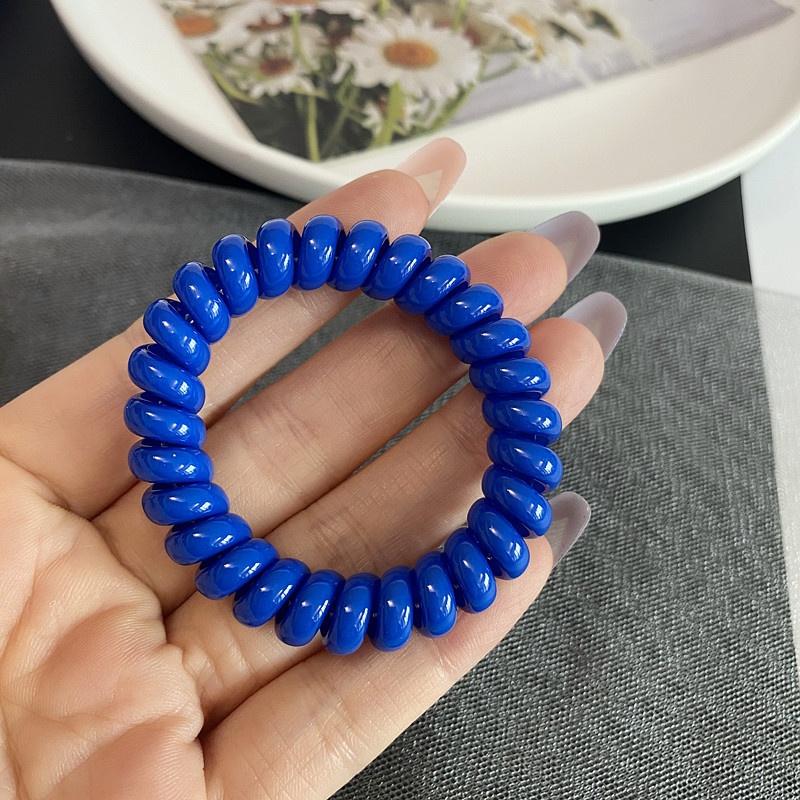 Women's Matte Plastic Spiral Hair Tie Daily Styling Low-Key Blue