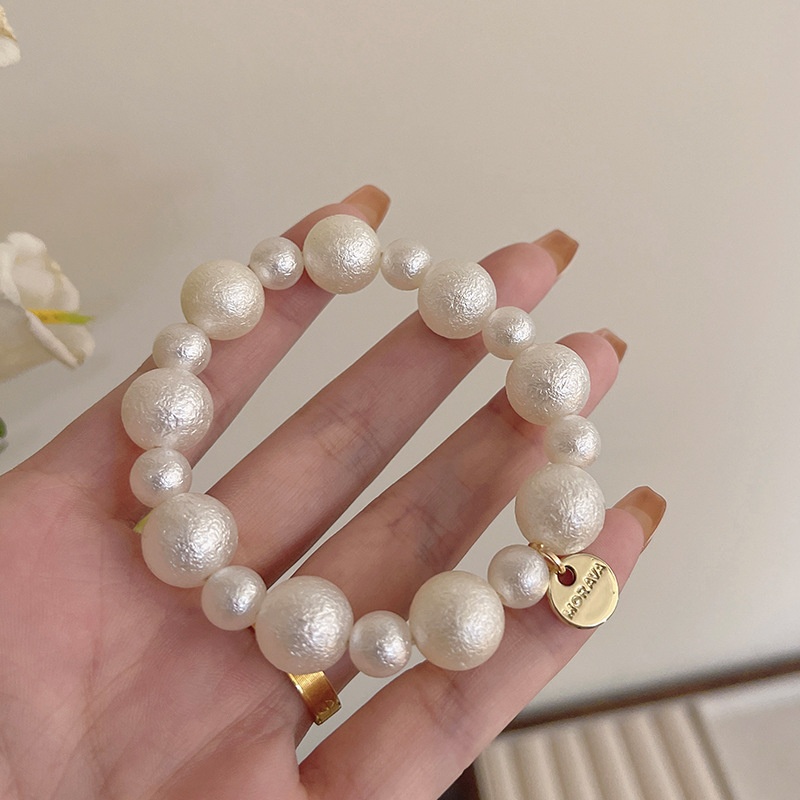 Women's Dual-use Pearl Bracelet Hair Tie Summer White Heart-shaped Band