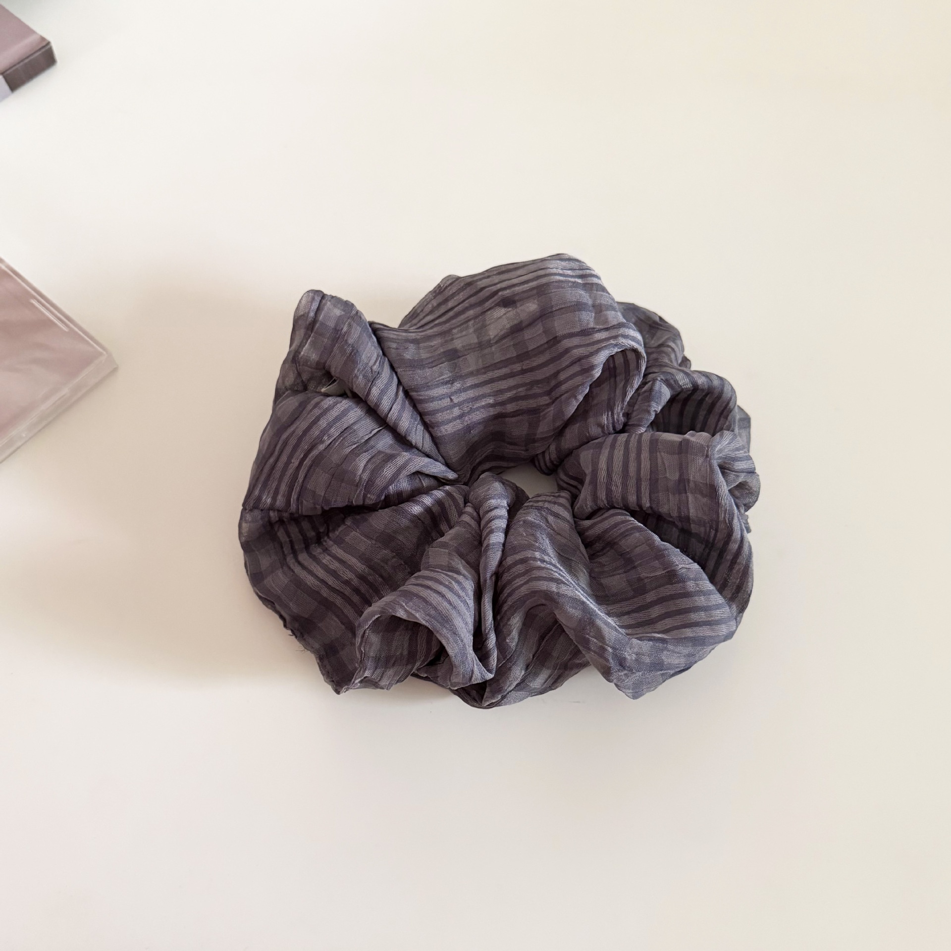 Women's Spring Tulle Hair Tie Scrunchie Daily Accessory Coffee Striped