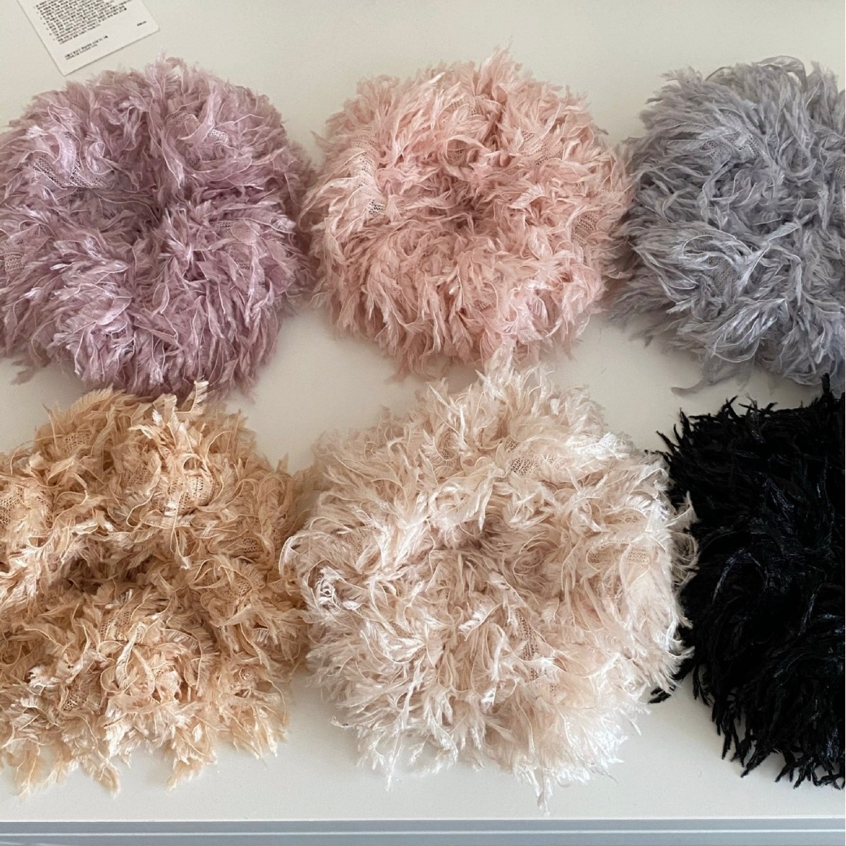 Women's Winter Fairy Feather Hair Tie Fluffy Scrunchie Solid Colors