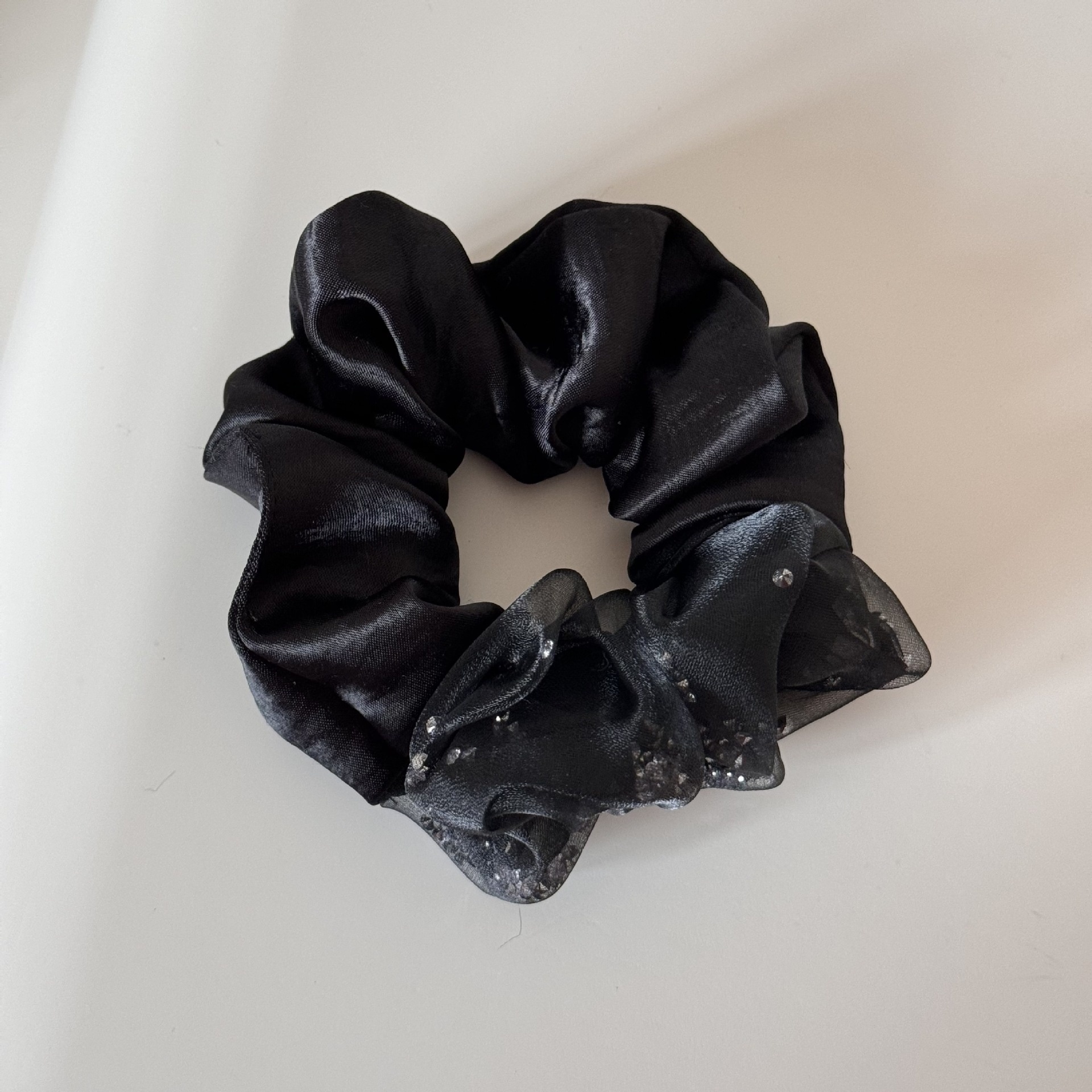 Women's Sweet Satin Rhinestone Spring Hair Tie Accessory Pink Splicing