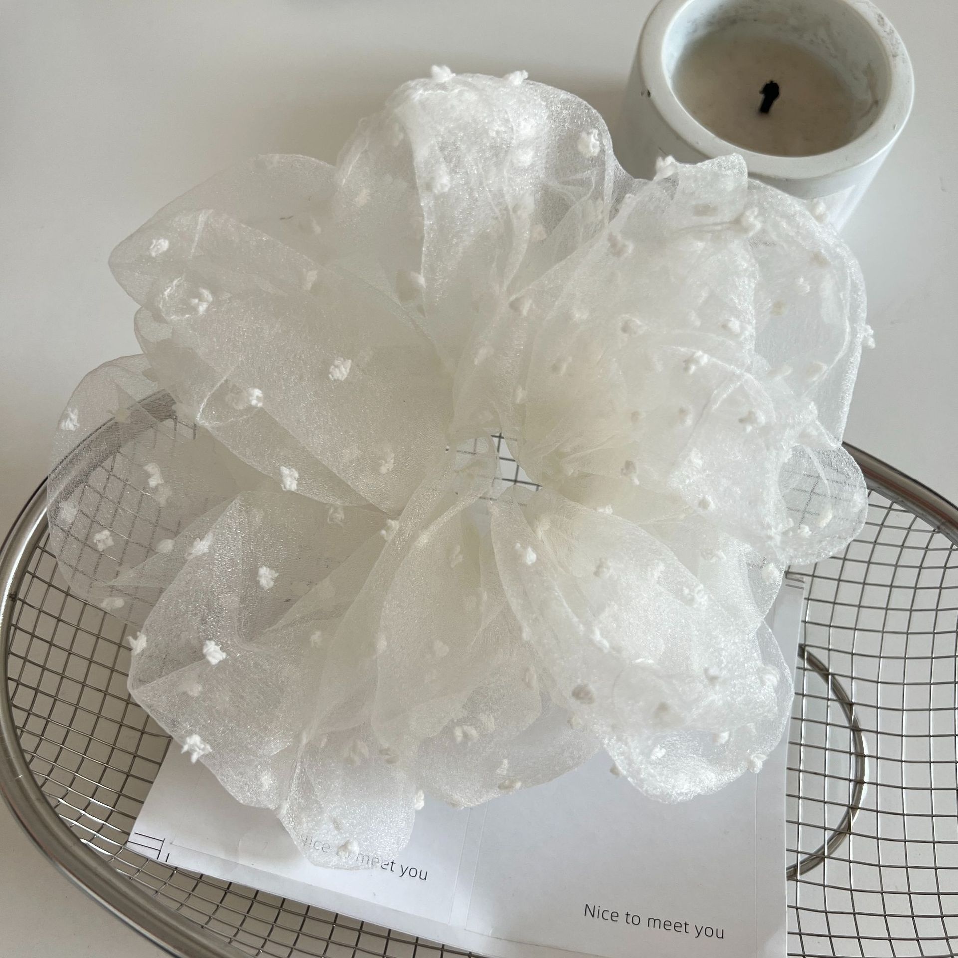 Women's Elegant Cloth Hair Tie Simple Polka Dot Solid Color Daily Scrunchie