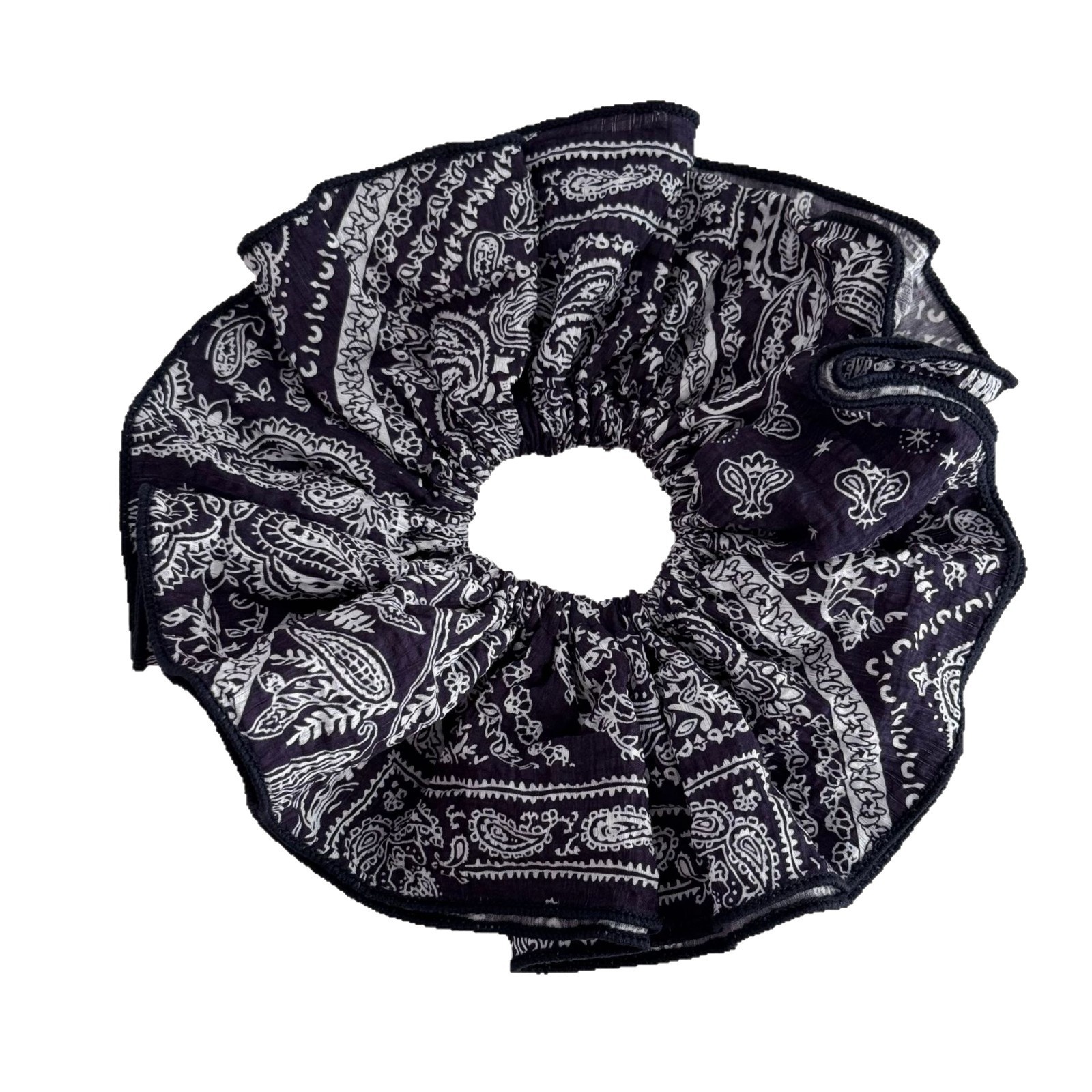 Women's Vintage Summer Bubble Braid Hair Rope Navy Blue Cashew Lace