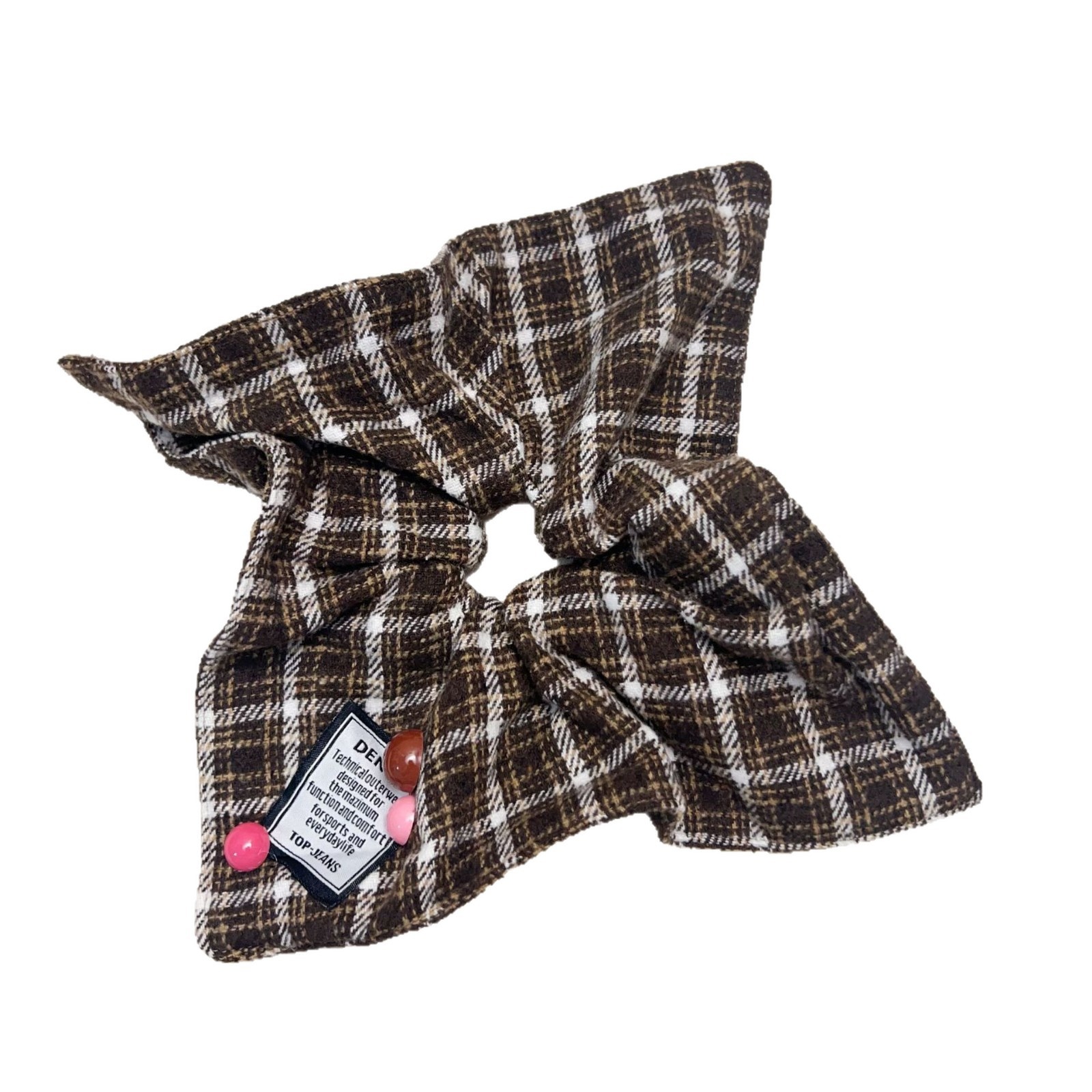 Women's Large Plaid Scarf Hair Tie High Elasticity Fabric Ponytail Holder