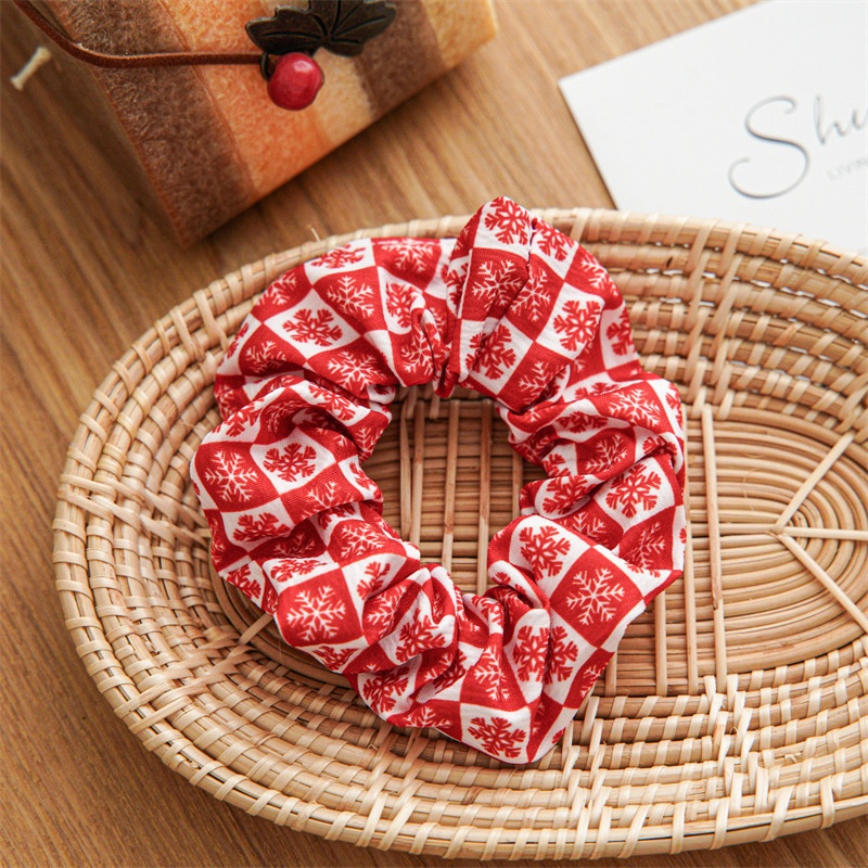 Women's Retro Handmade Christmas Hair Tie Festive Polka Dot Scrunchie