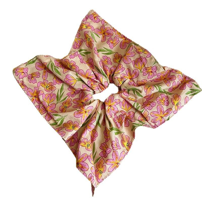 Women's Soft Cloth Hair Scrunchie Pastoral Floral Pattern Design
