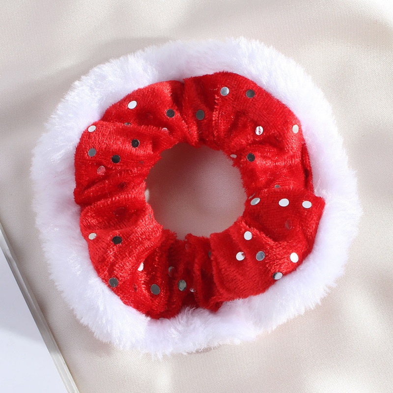 Unisex Holiday Cloth Hair Tie Scrunchie Christmas Snowman Pattern