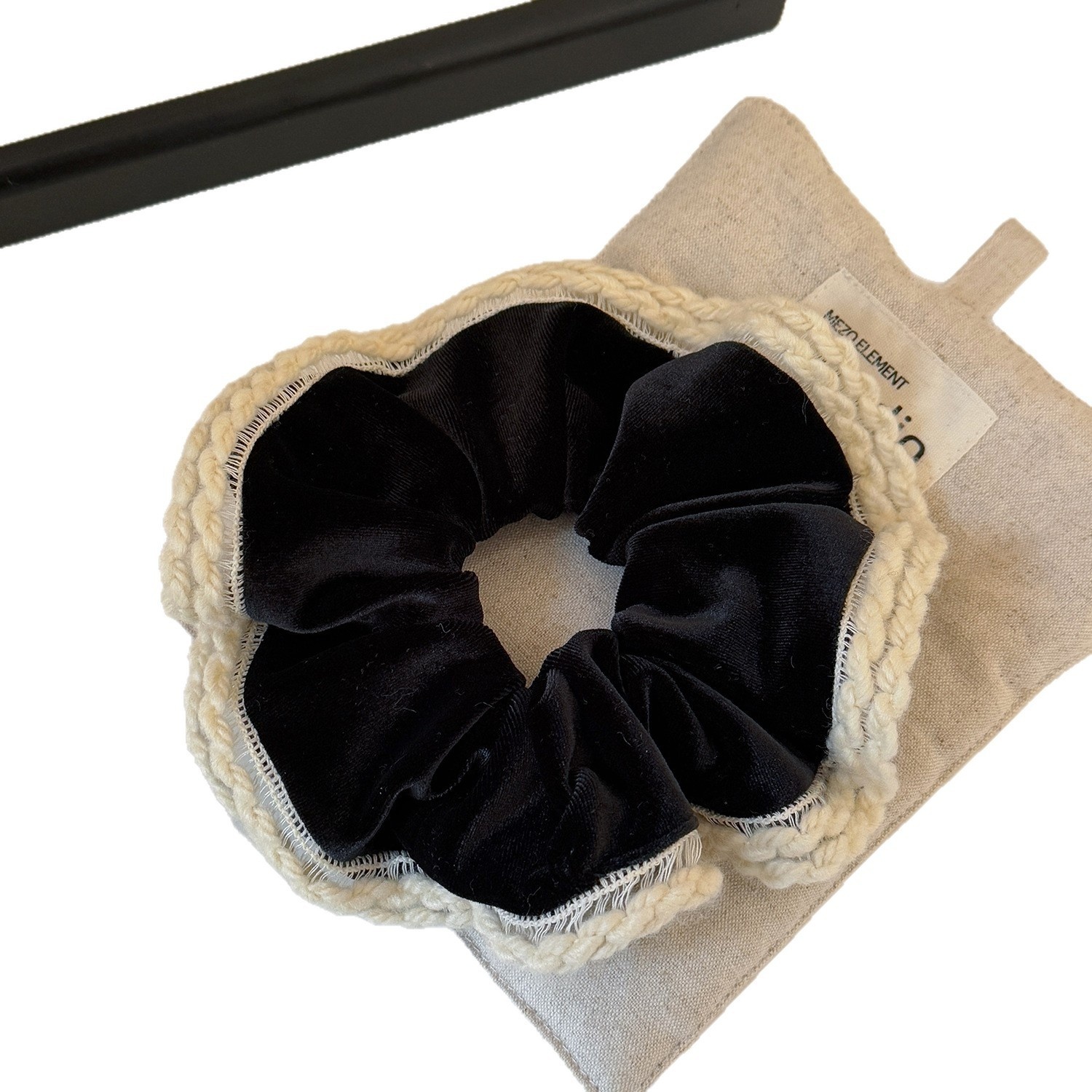 Women's Elegant Velvet Lace Hair Tie for Buns and Ponytails Coffee Red Black