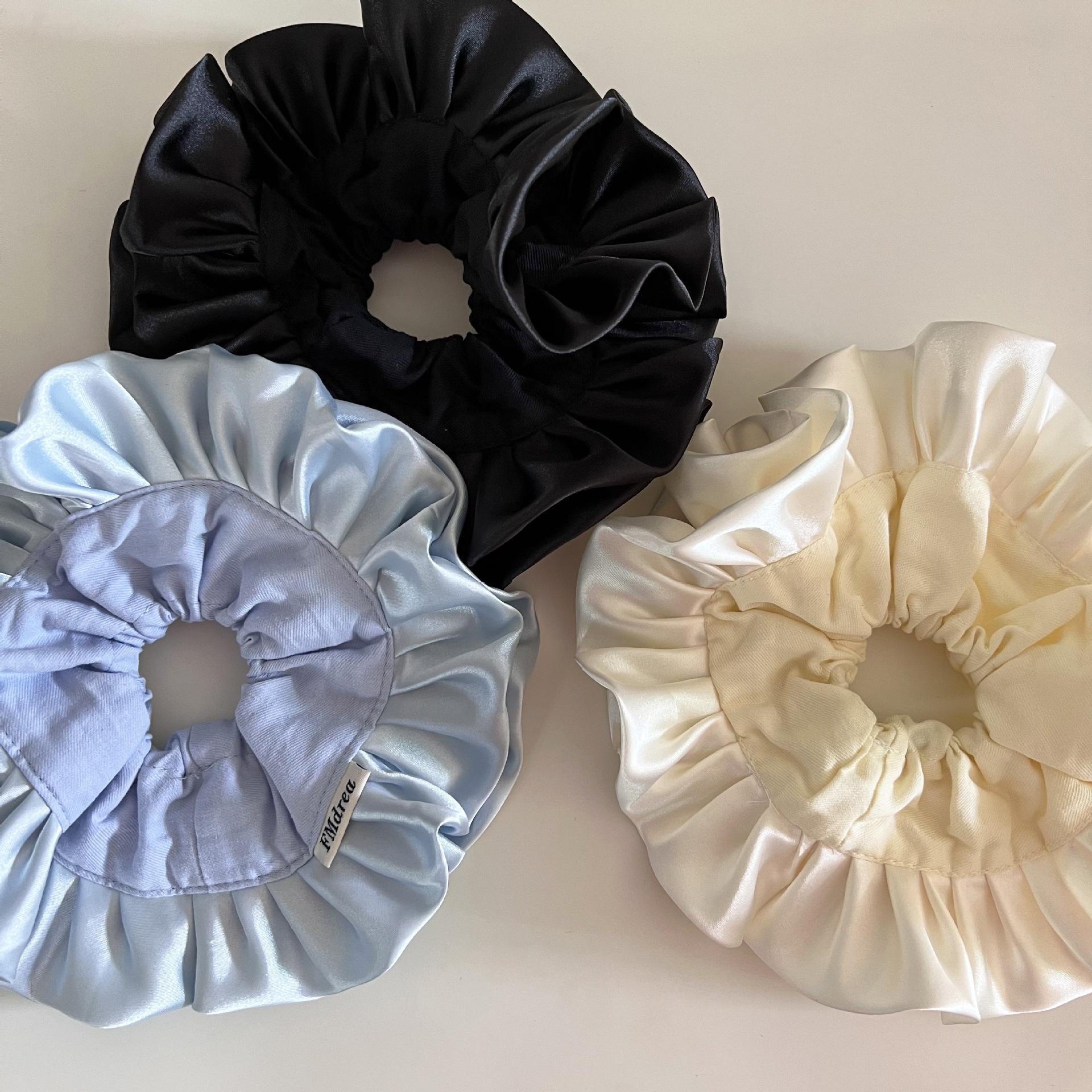Women's Daily French Ruffle Cloth Scrunchie Hair Tie Light Blue Solid