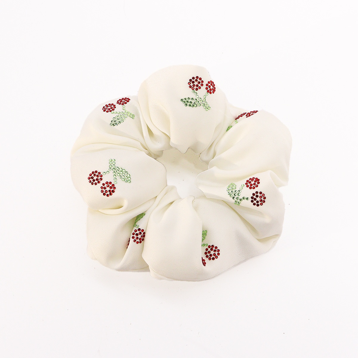 Girls School Uniform Ponytail Hair Tie Cloth Rhinestone Cherry Grid