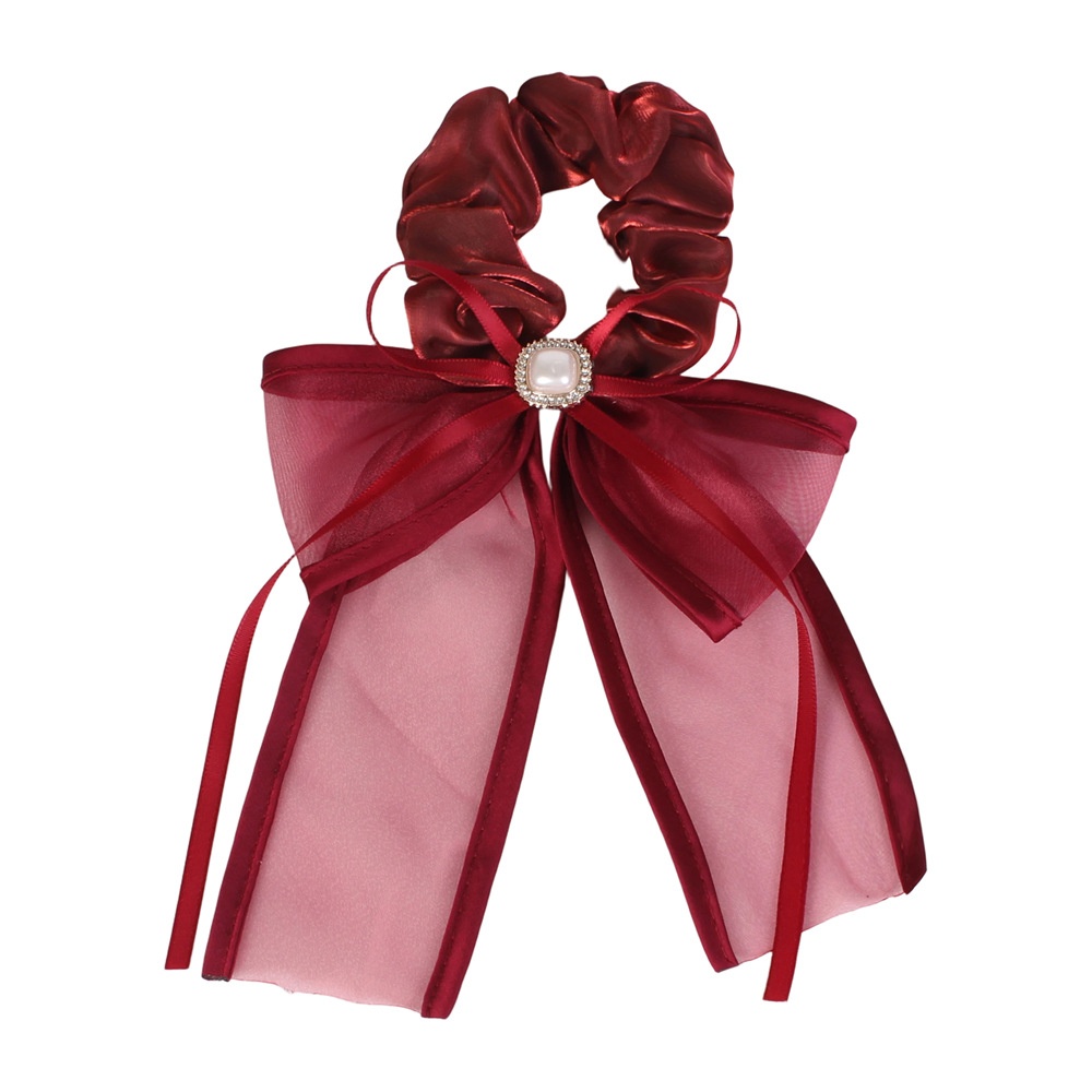 Women's Elegant Lace Mesh Hair Tie Princess Pearl Bowknot Multi-Color