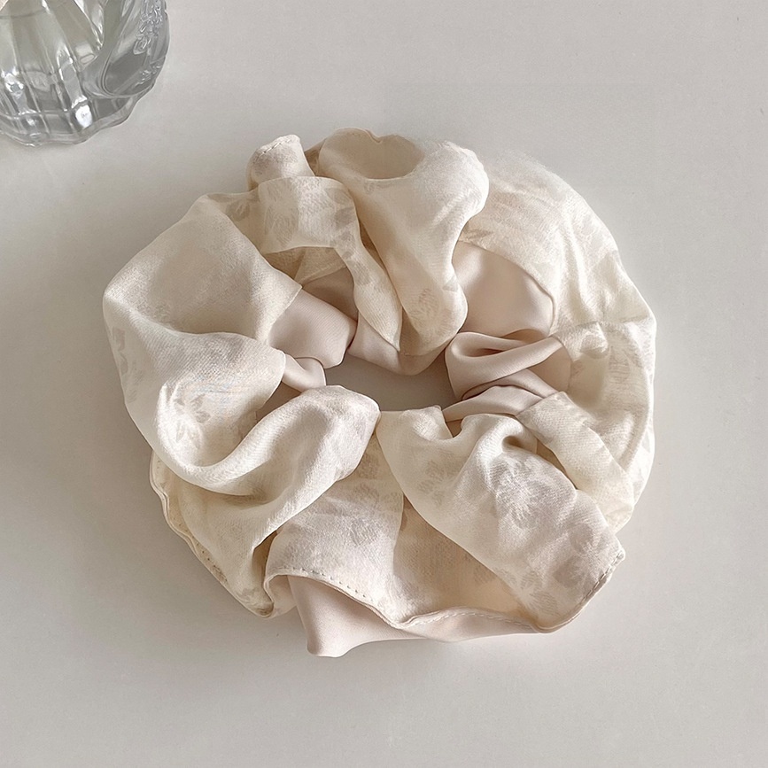 Women's Gauze Bubble Braid Hair Tie Beige Chinoiserie Ditsy Floral