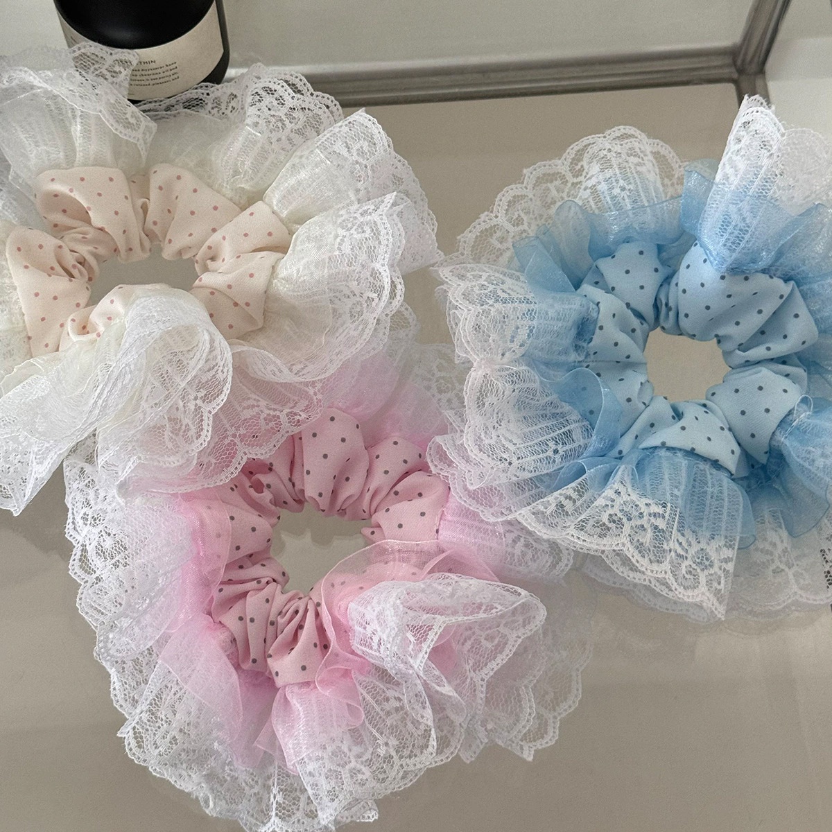 Women's Elegant Lace Edge Large Scrunchie Fairy Summer Hair Tie
