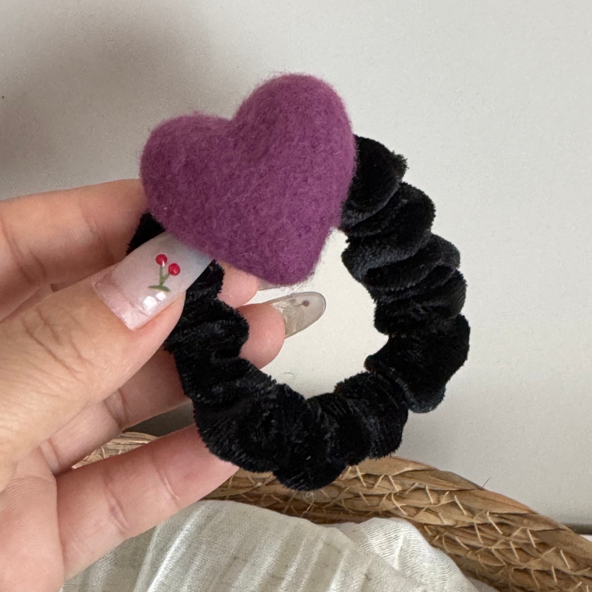 Women's Winter Essential Wool Felt Headband Black Heart Shape