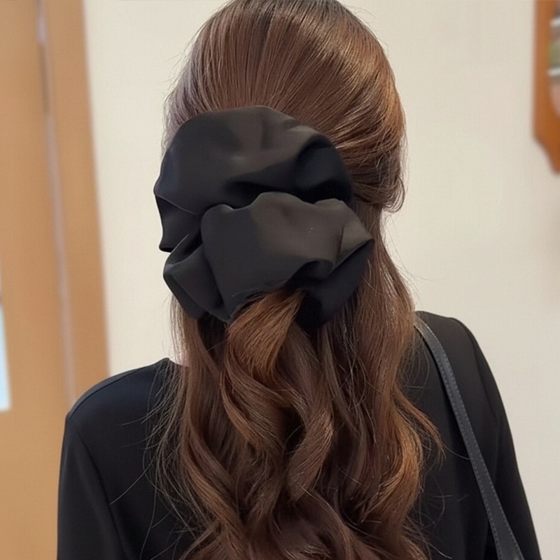 Women's Extra Large Satin Flower Hair Bun Scrunchie Solid Colors