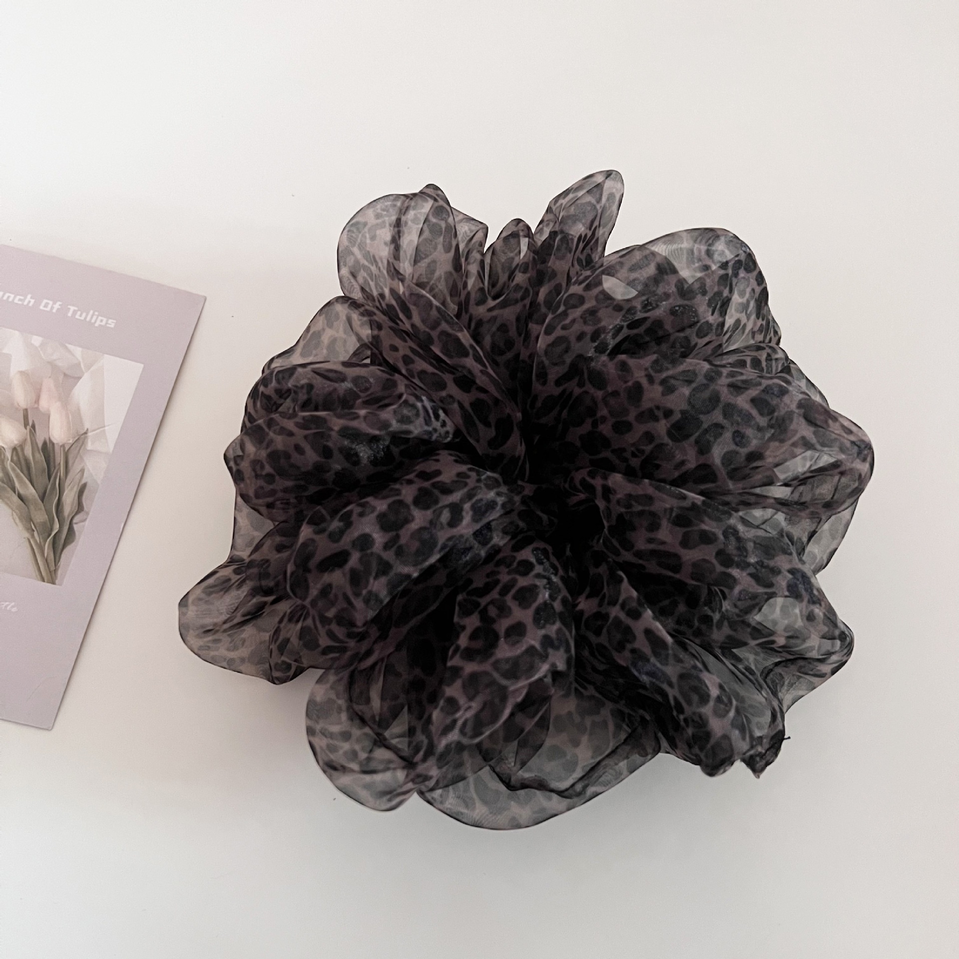 Women's Vintage Organza Bun Hair Tie Ditsy Floral Pink Peach Green