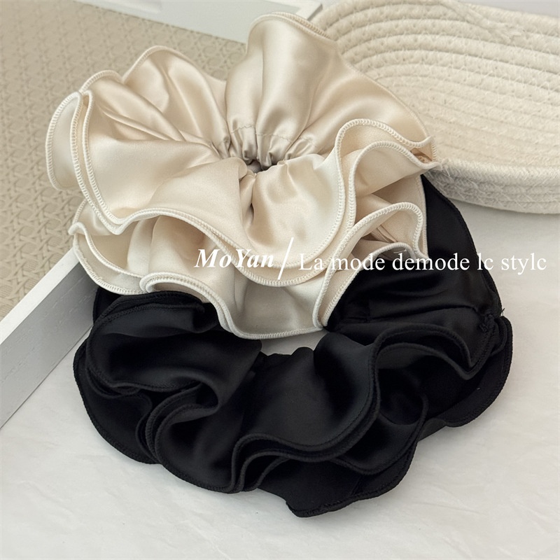 Women's Elegant Satin Bow Elastic Hair Bun Scrunchie Solid Color
