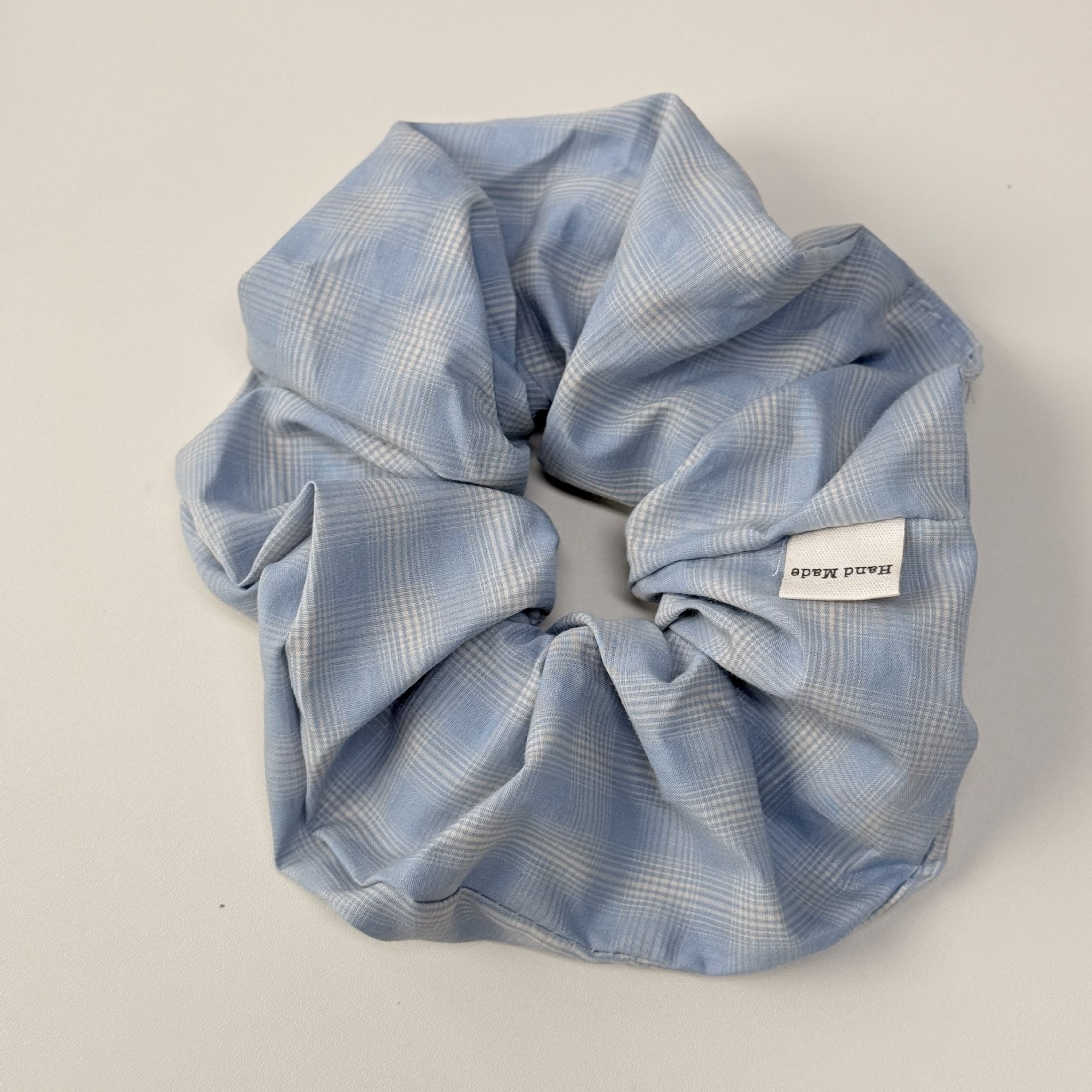 Women Sweet Cloth Hair Band Spring Daily Wear Blue Plaid Pattern