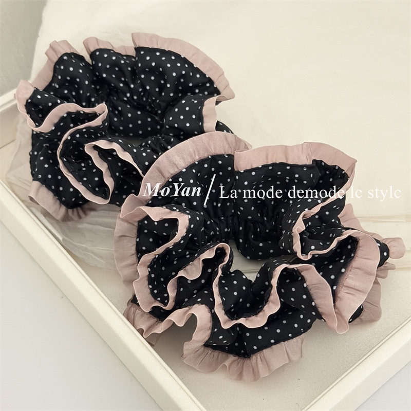 Women's Spring Soft Cloth Hair Tie Scrunchie Classic Polka Dots
