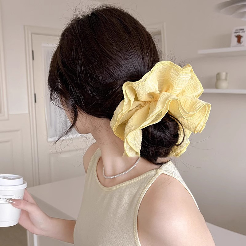 Women's Oversized Knitted Cloth Scrunchie Bun Hair Tie Taro Purple