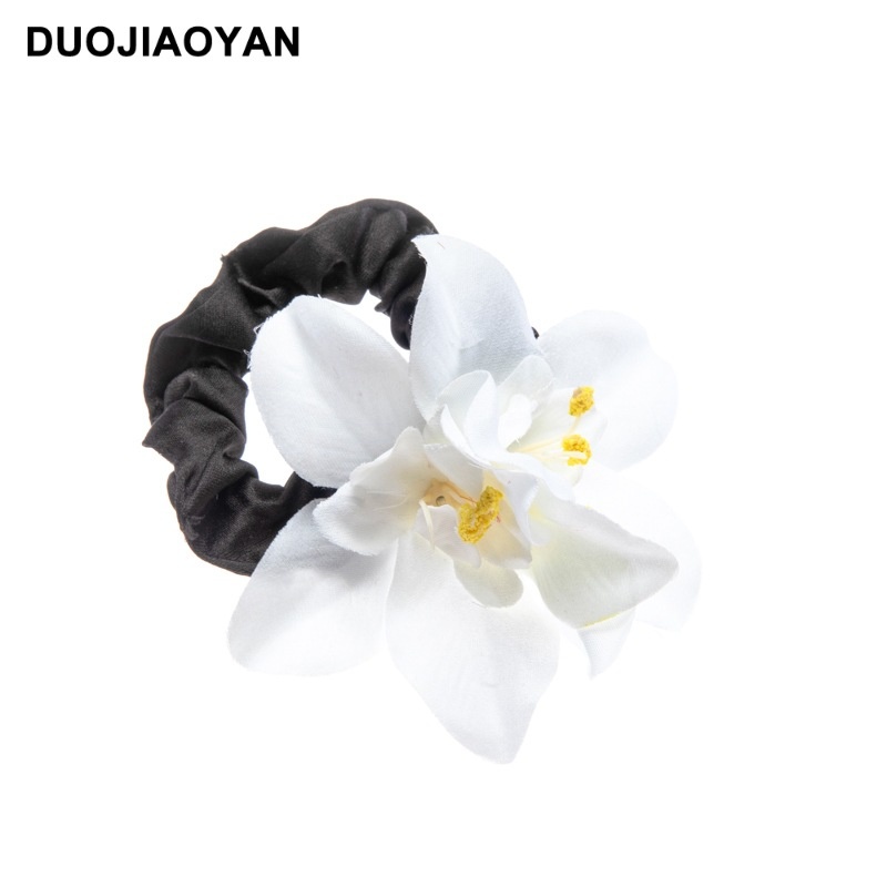 Women's Holiday Hair Tie Accessory Pastoral Plumeria Flower Pattern