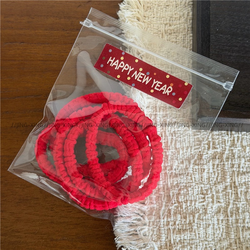 Women's Festive Elastic Cloth Hair Bands Red Solid Camo Leopard