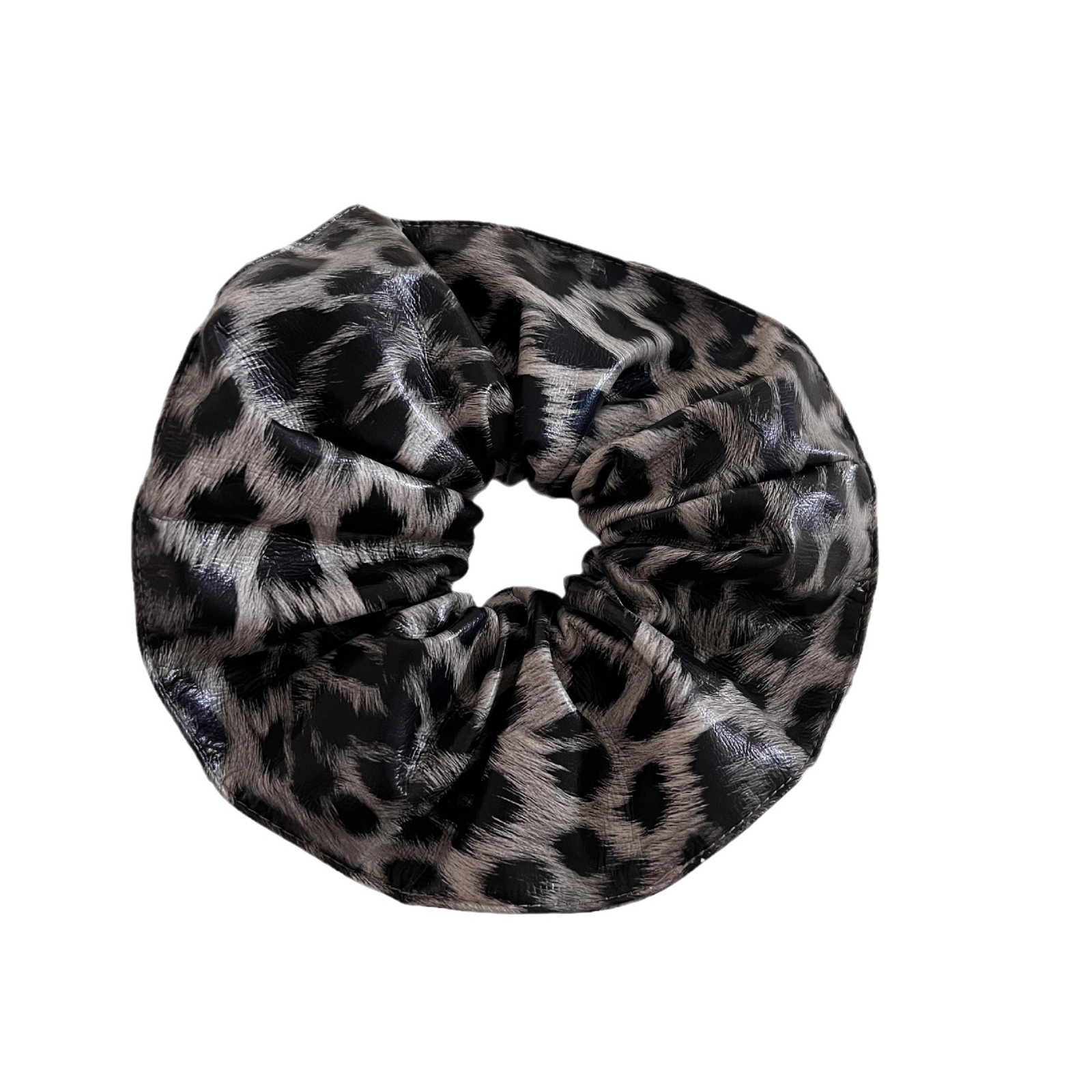 Women's Vintage PU Leather Leopard Print Hair Tie Retro Ponytail Elastic