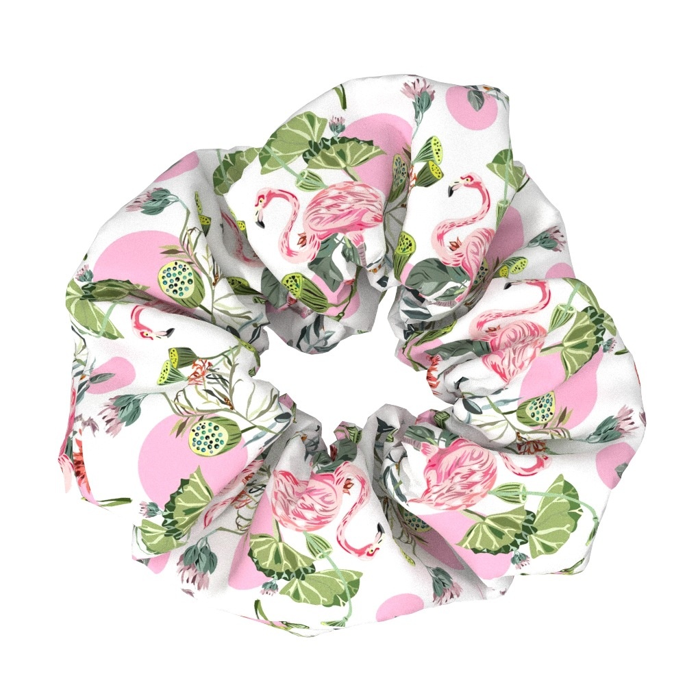Women's Elegant Flamingo Fabric Hair Bands Sweet Versatile Cloth Scrunchies