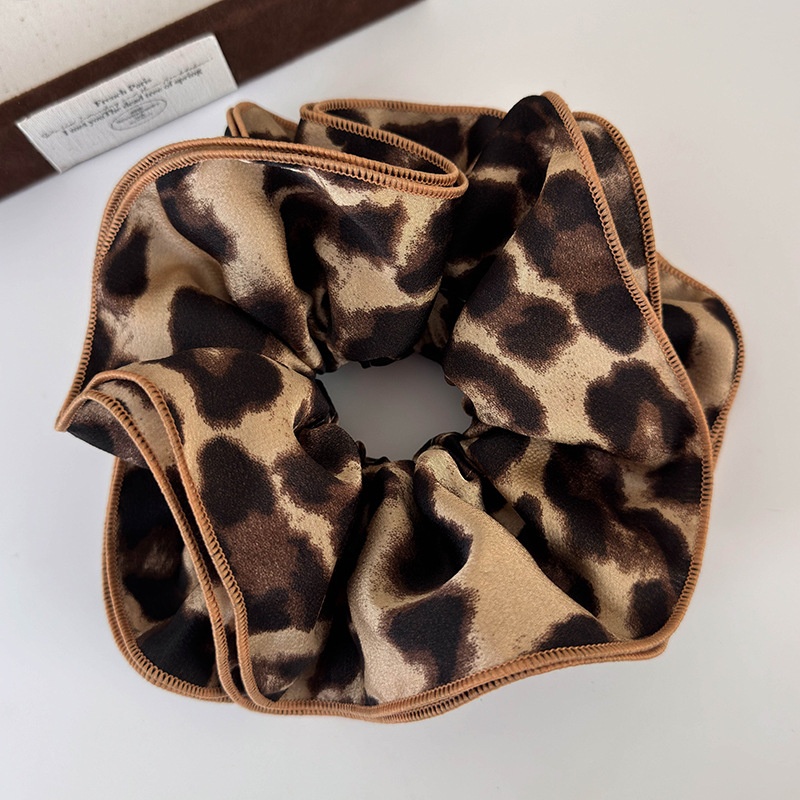 Women's Elegant Holiday Statement Cloth Hair Scrunchie Leopard Print